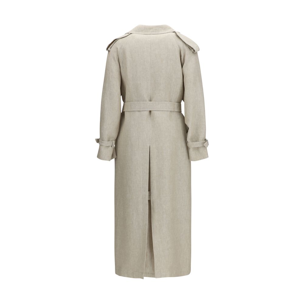 Brown Linen Trench Coat