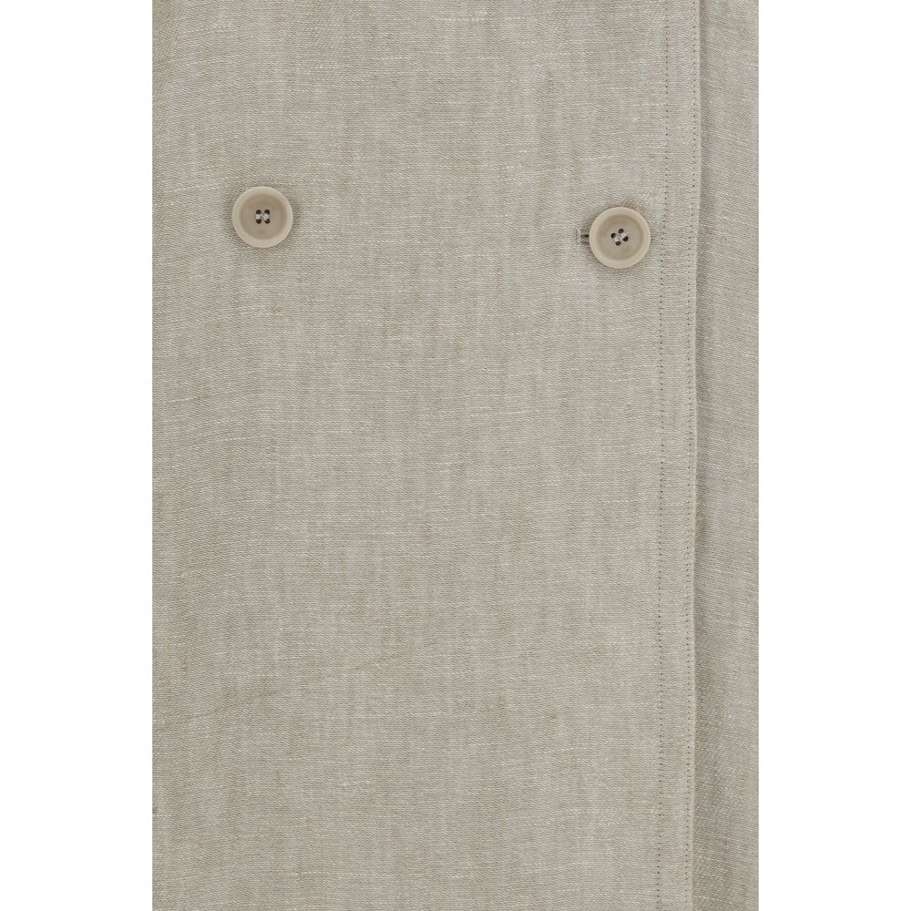 Brown Linen Trench Coat