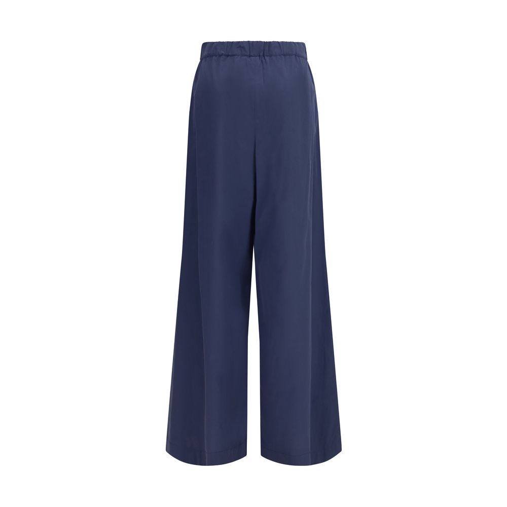 Blue Cotton Casual Pants