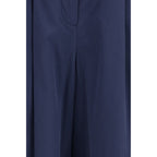 Blue Cotton Casual Pants