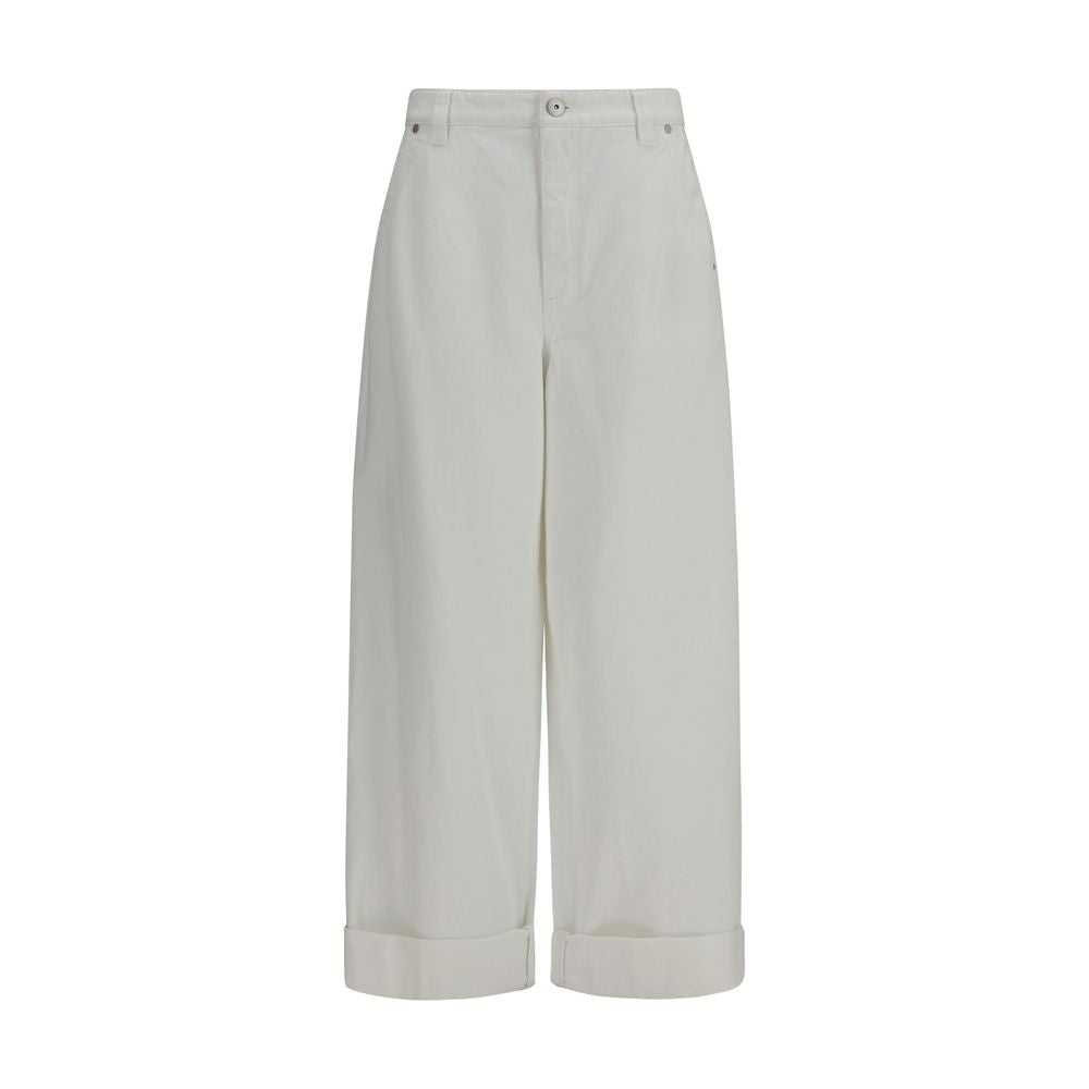 White Cotton Casual Pants
