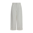 White Cotton Casual Pants