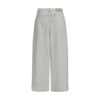 White Cotton Casual Pants