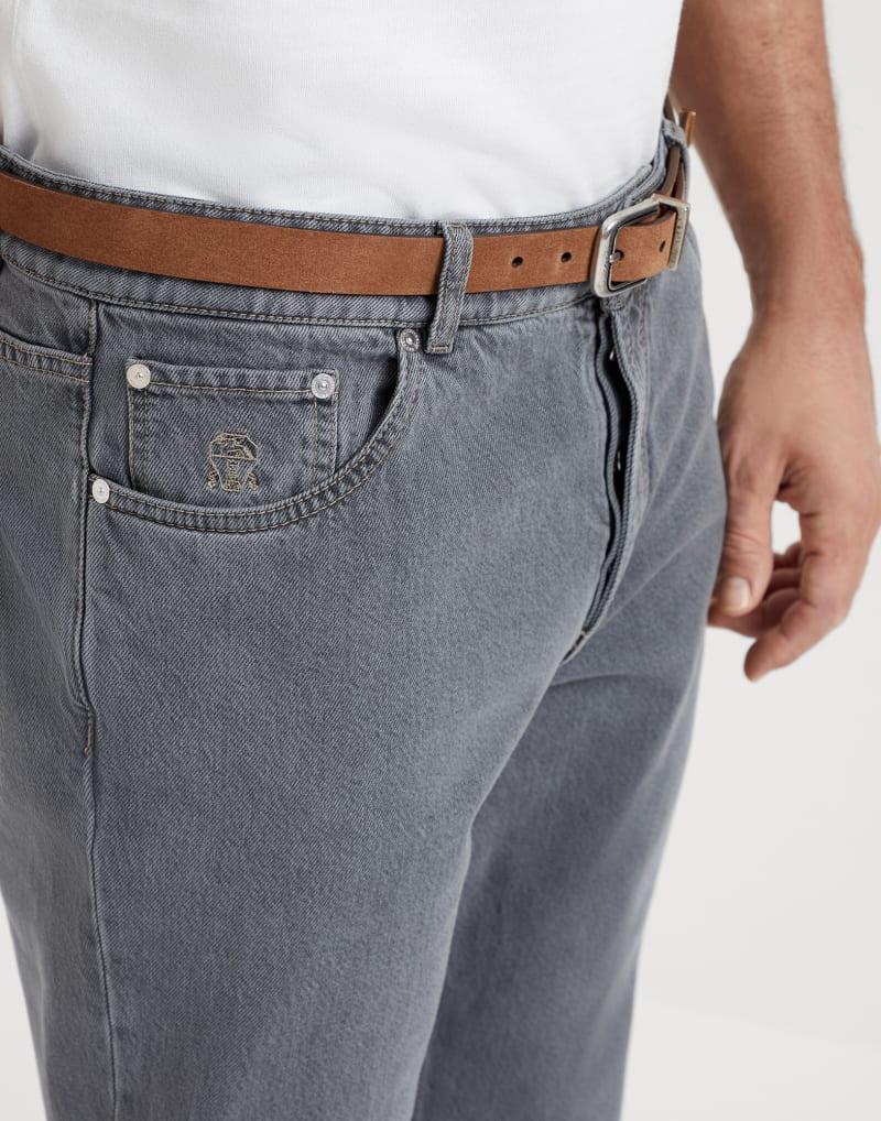 Light Blue Cotton Straight-Leg Jeans