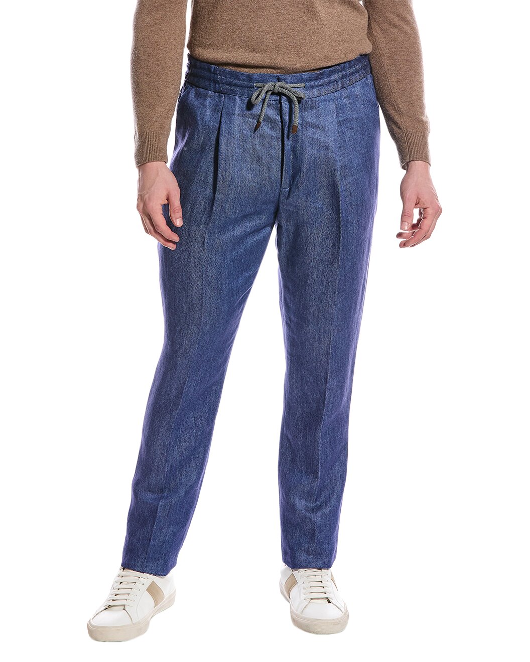 Blue Linen Casual Pants