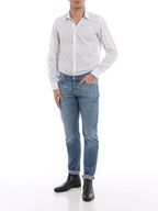 Blue Cotton Straight-Leg Jeans