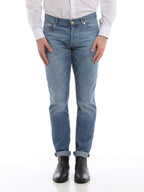 Blue Cotton Straight-Leg Jeans