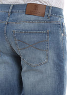 Blue Cotton Straight-Leg Jeans