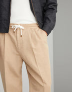 Beige Linen Casual Pants