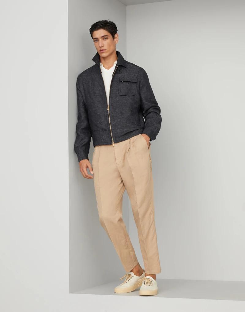 Beige Linen Casual Pants