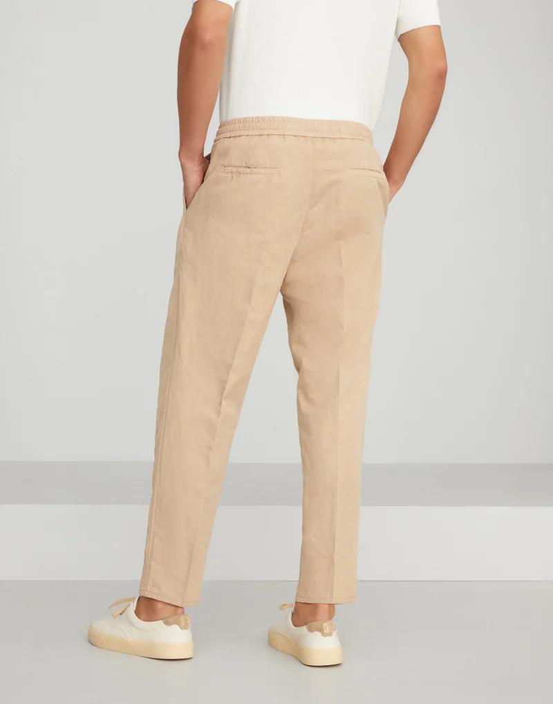 Beige Linen Casual Pants
