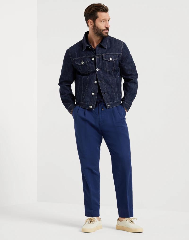 Blue Linen Casual Pants