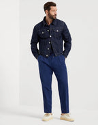 Blue Linen Casual Pants