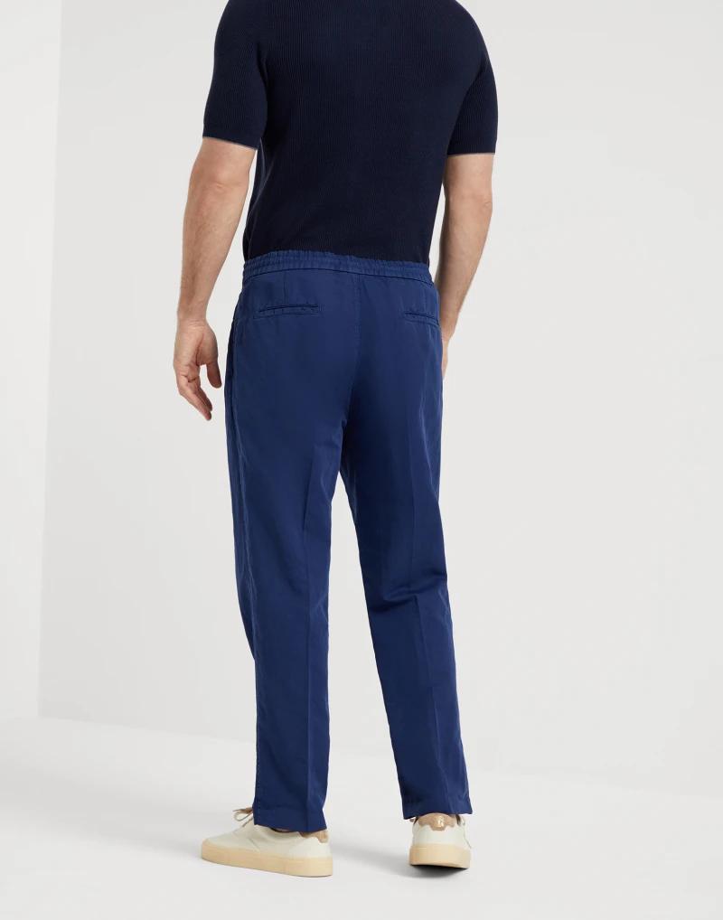Blue Linen Casual Pants