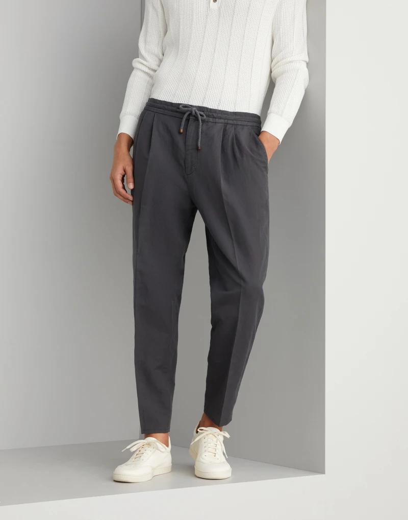 Gray Linen Casual Pants