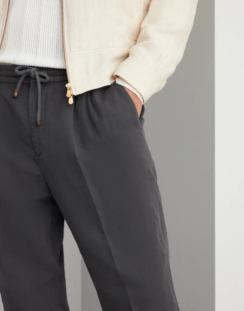 Gray Linen Casual Pants