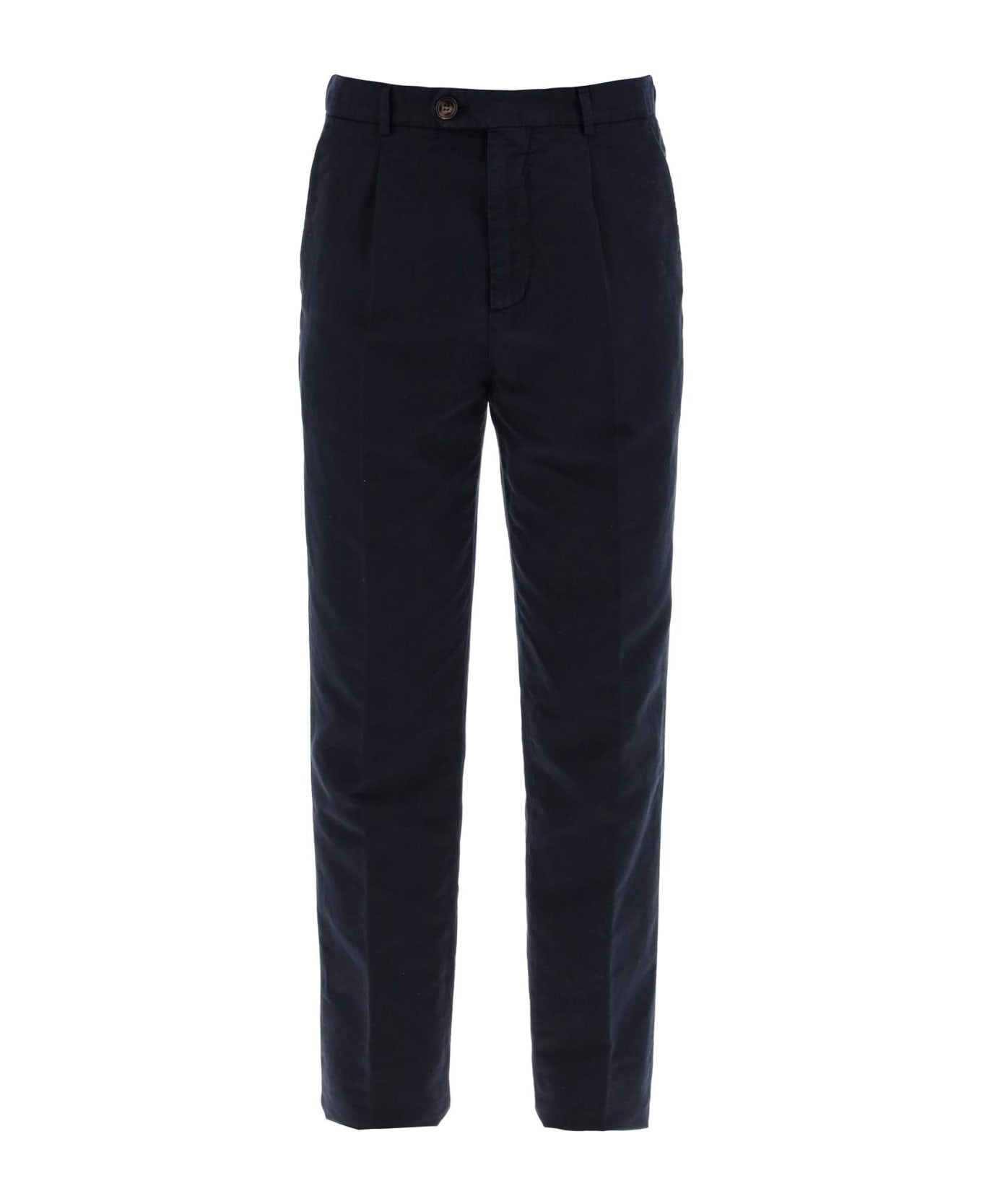 Blue Linen Casual Pants