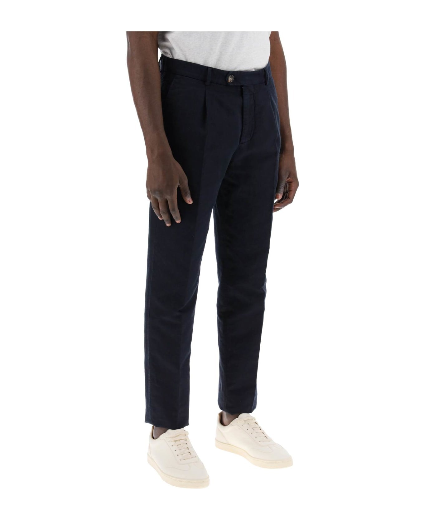 Blue Linen Casual Pants