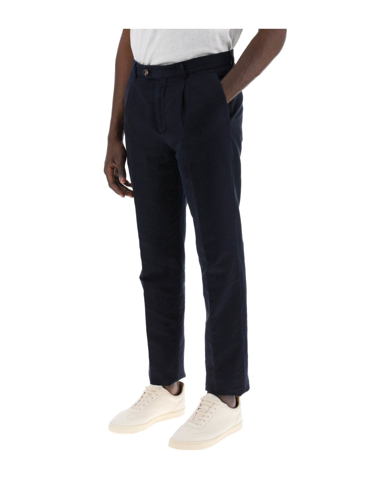 Blue Linen Casual Pants