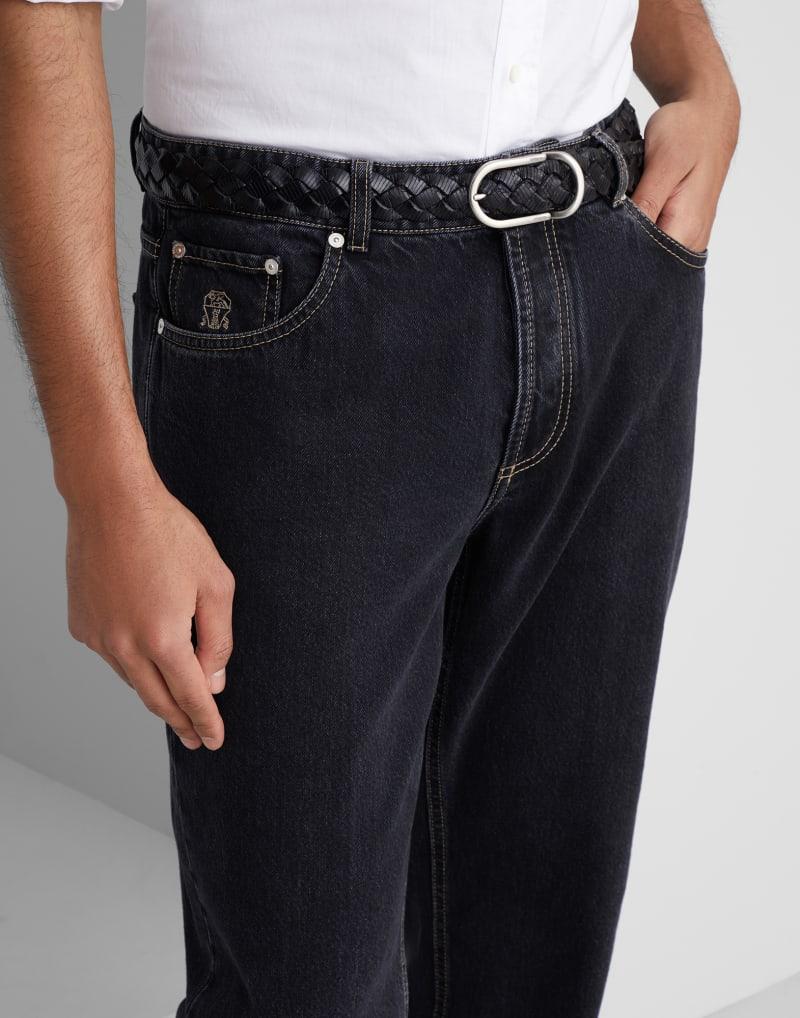 Blue Cotton Straight-Leg Jeans