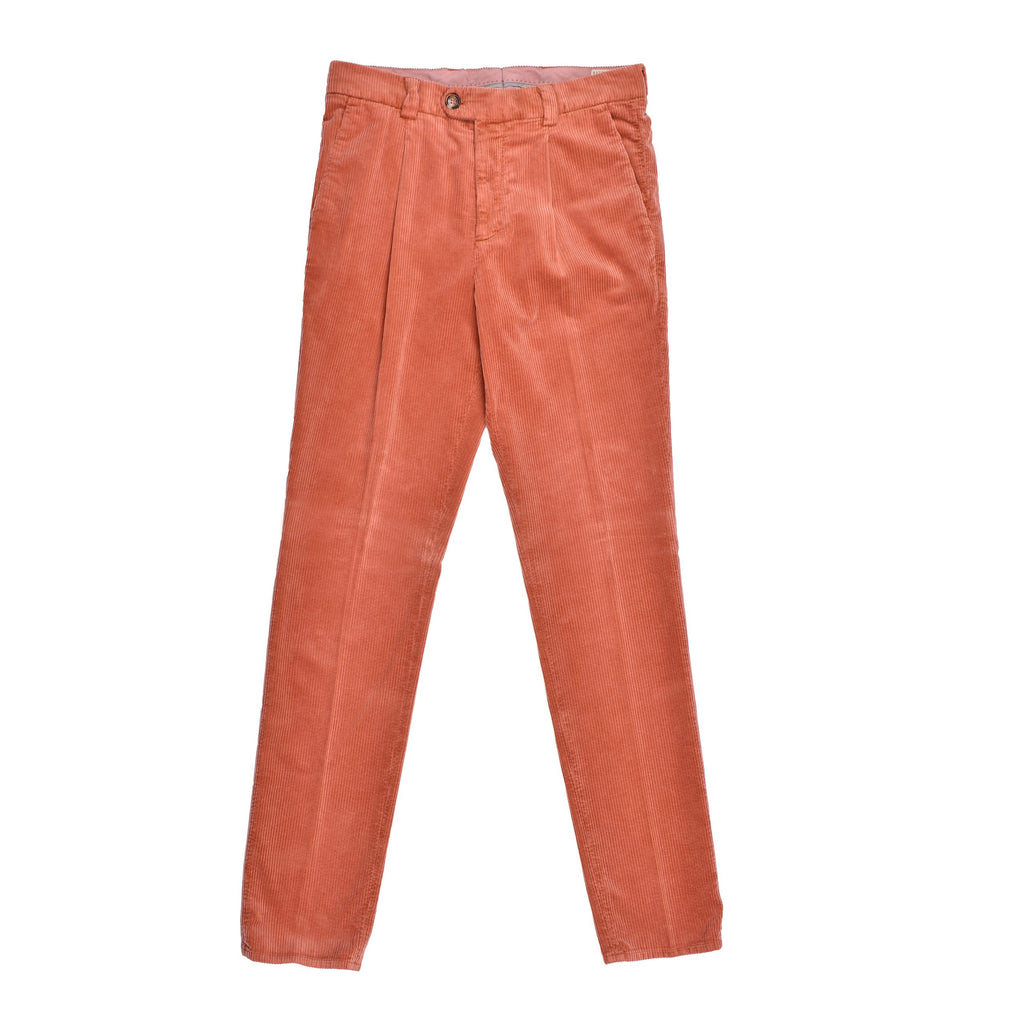 Orange Cotton Casual Pants