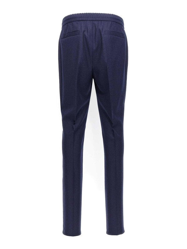 Blue Wool Casual Pants