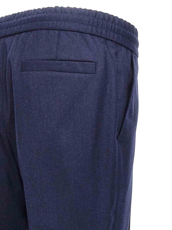 Blue Wool Casual Pants
