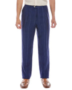 Blue Linen Casual Pants