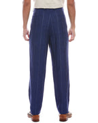 Blue Linen Casual Pants