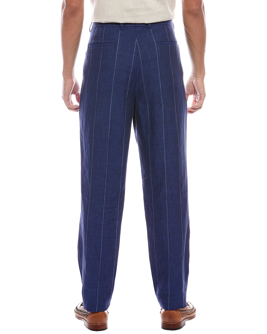 Blue Linen Casual Pants