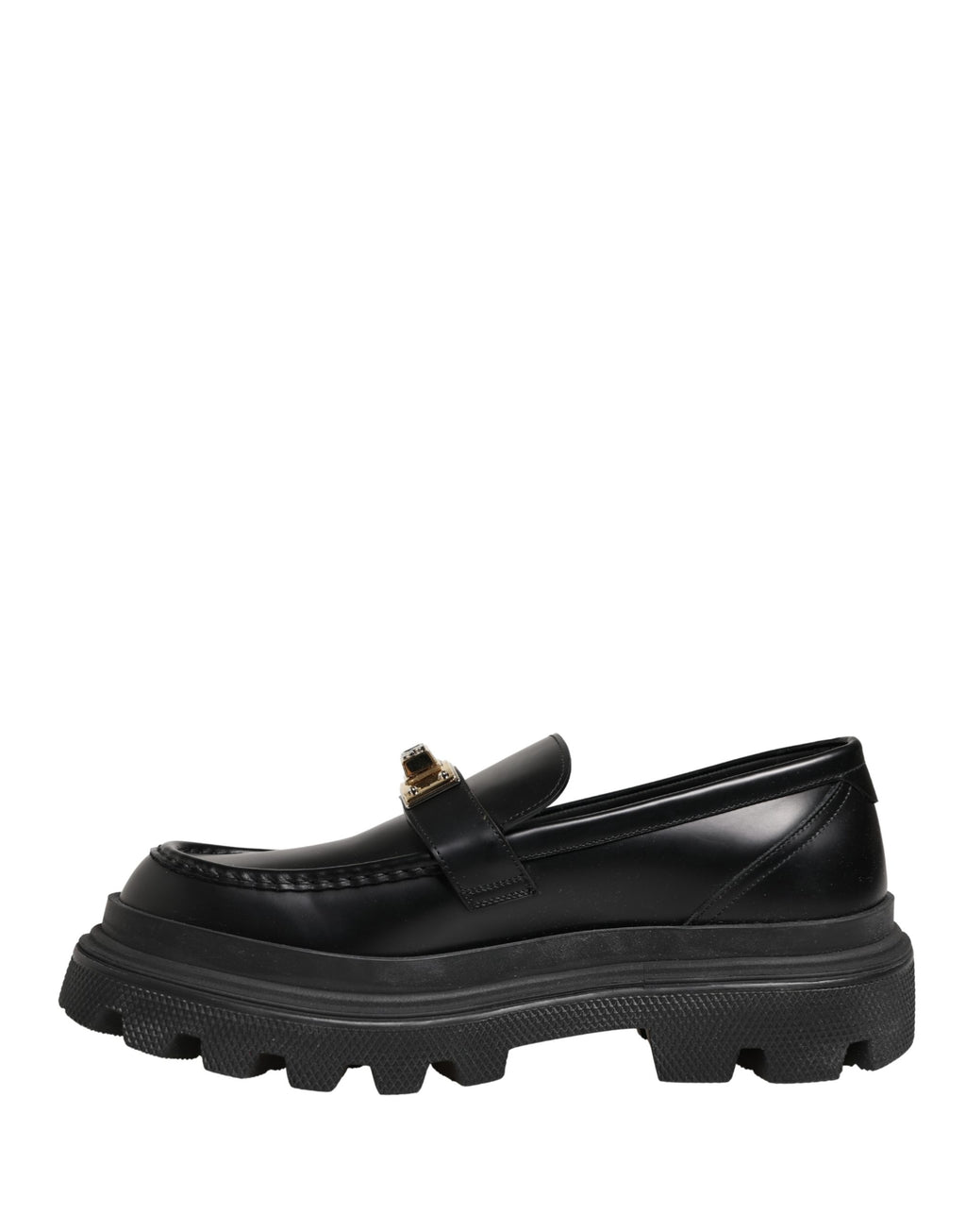 Black Chunky Sole Leather Men Loafers Shoes