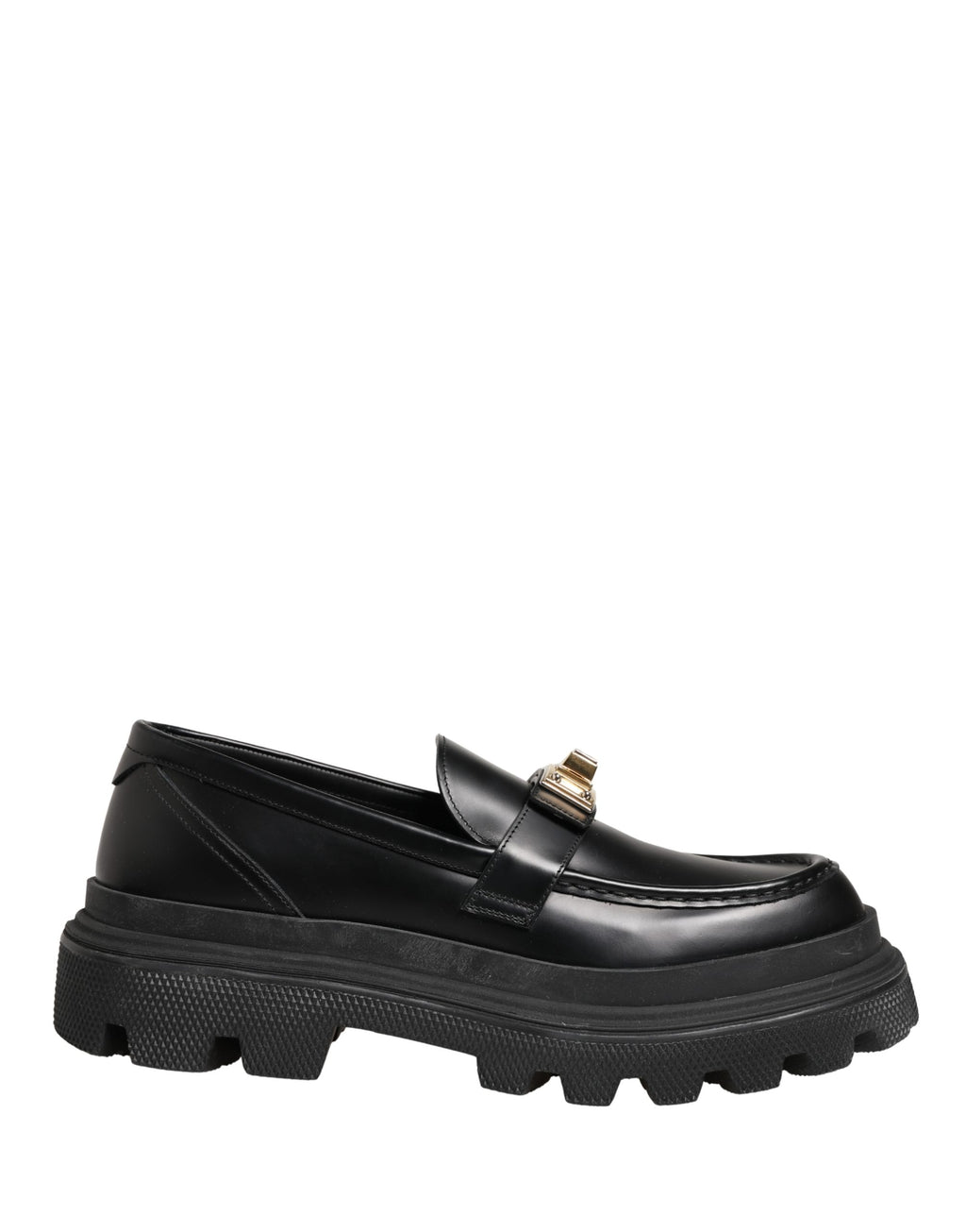 Black Chunky Sole Leather Men Loafers Shoes