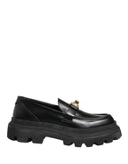 Black Chunky Sole Leather Men Loafers Shoes