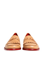 Beige Tassel Leather Men Slip On Loafers Shoes