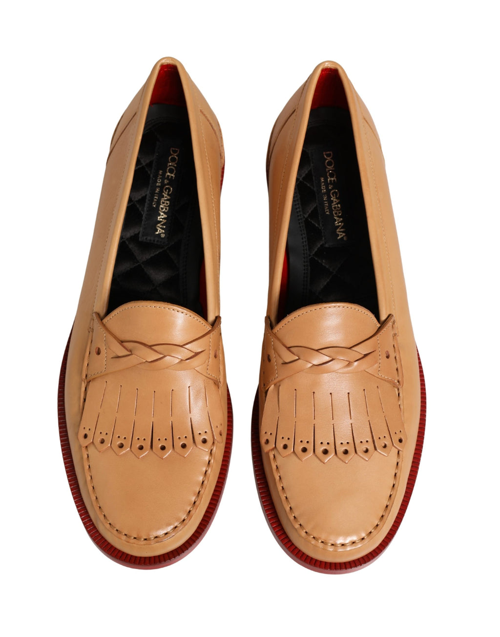 Beige Tassel Leather Men Slip On Loafers Shoes