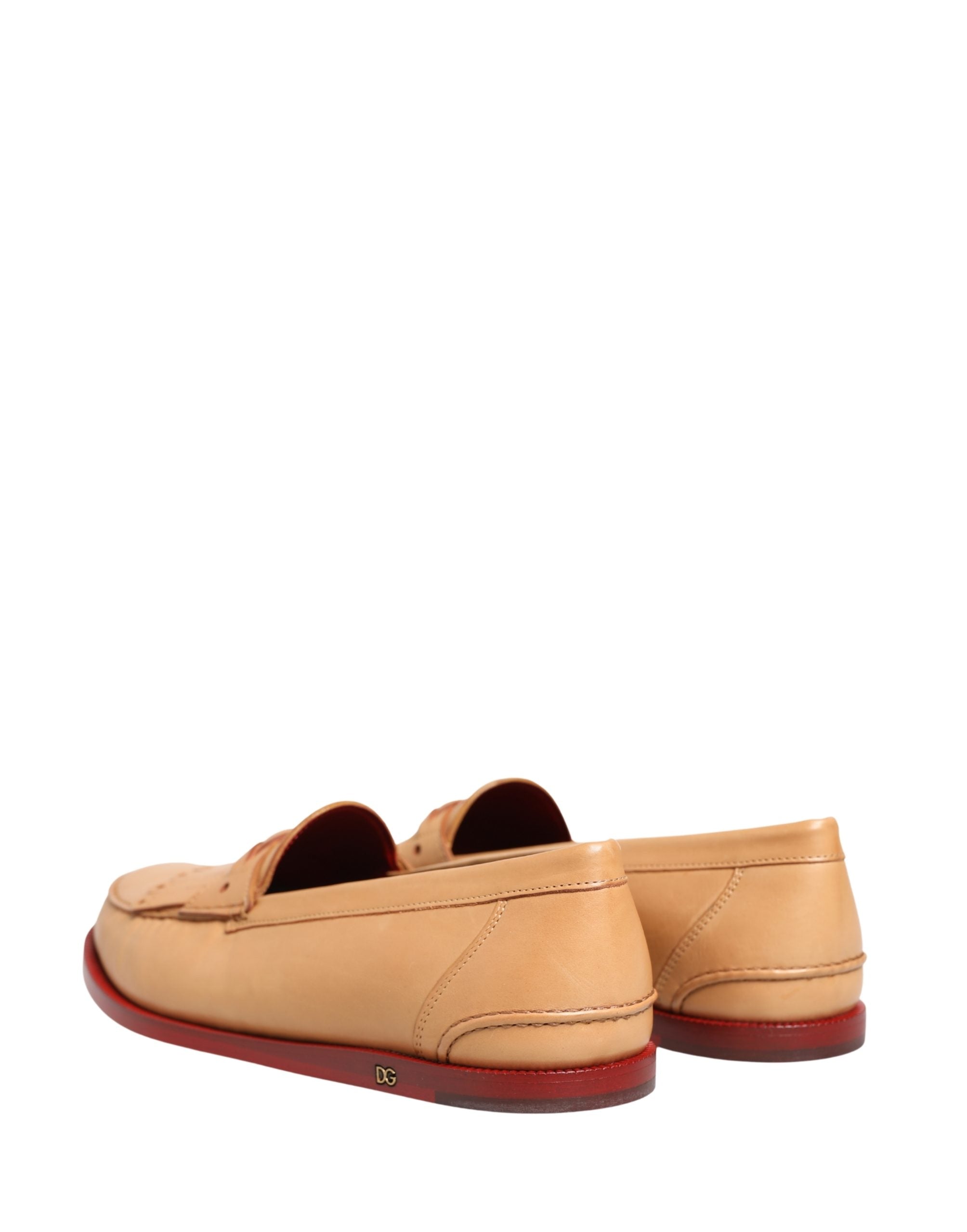 Beige Tassel Leather Men Slip On Loafers Shoes