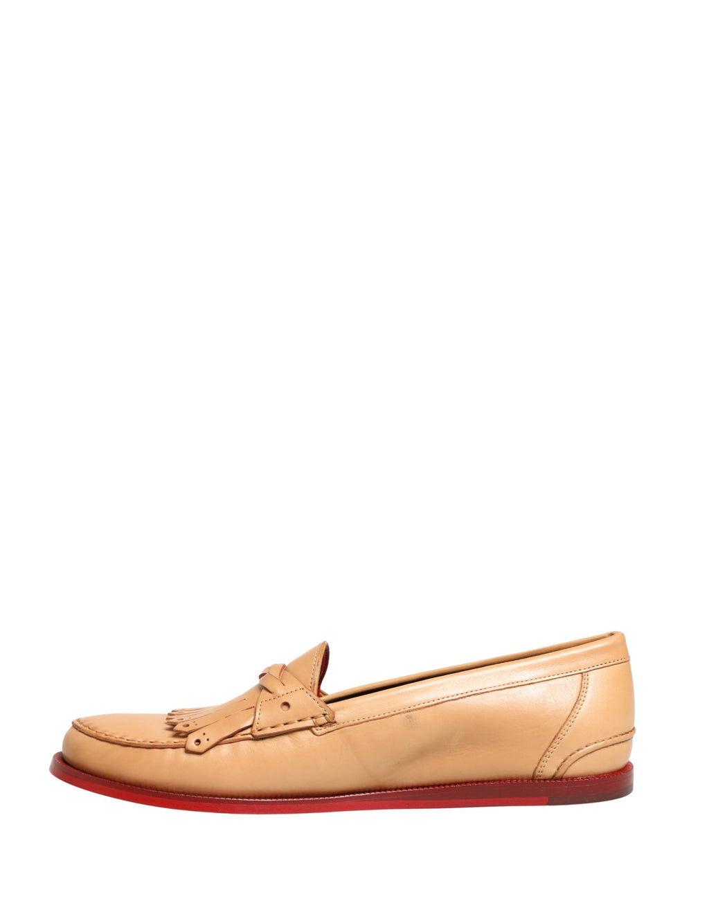 Beige Tassel Leather Men Slip On Loafers Shoes