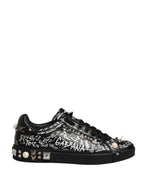 Black Portofino Graffiti Stud Sneakers Shoes