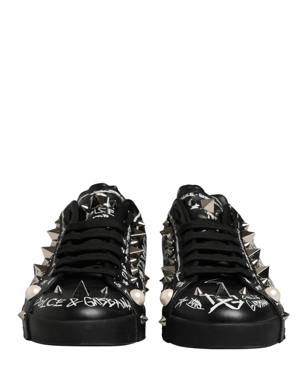 Black Portofino Graffiti Stud Sneakers Shoes