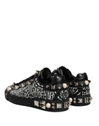 Black Portofino Graffiti Stud Sneakers Shoes