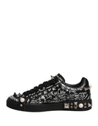 Black Portofino Graffiti Stud Sneakers Shoes