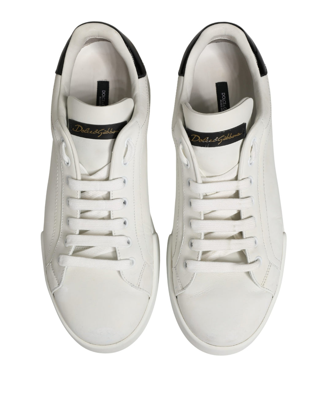 White Black Portofino Leather Sneakers Shoes