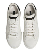 White Black Portofino Leather Sneakers Shoes