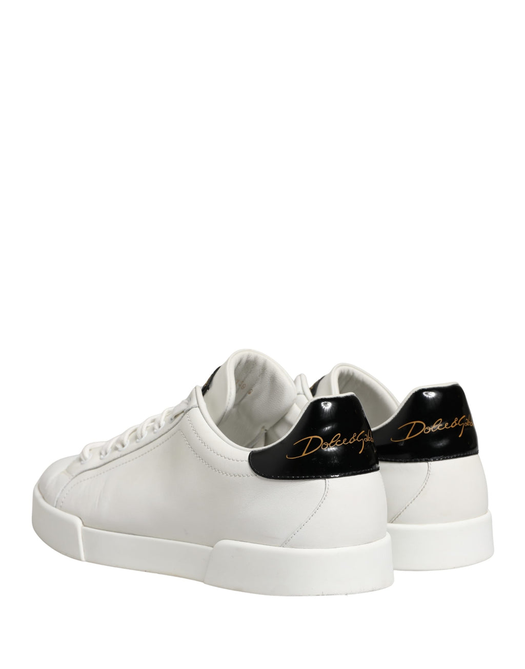 White Black Portofino Leather Sneakers Shoes