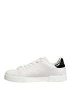White Black Portofino Leather Sneakers Shoes