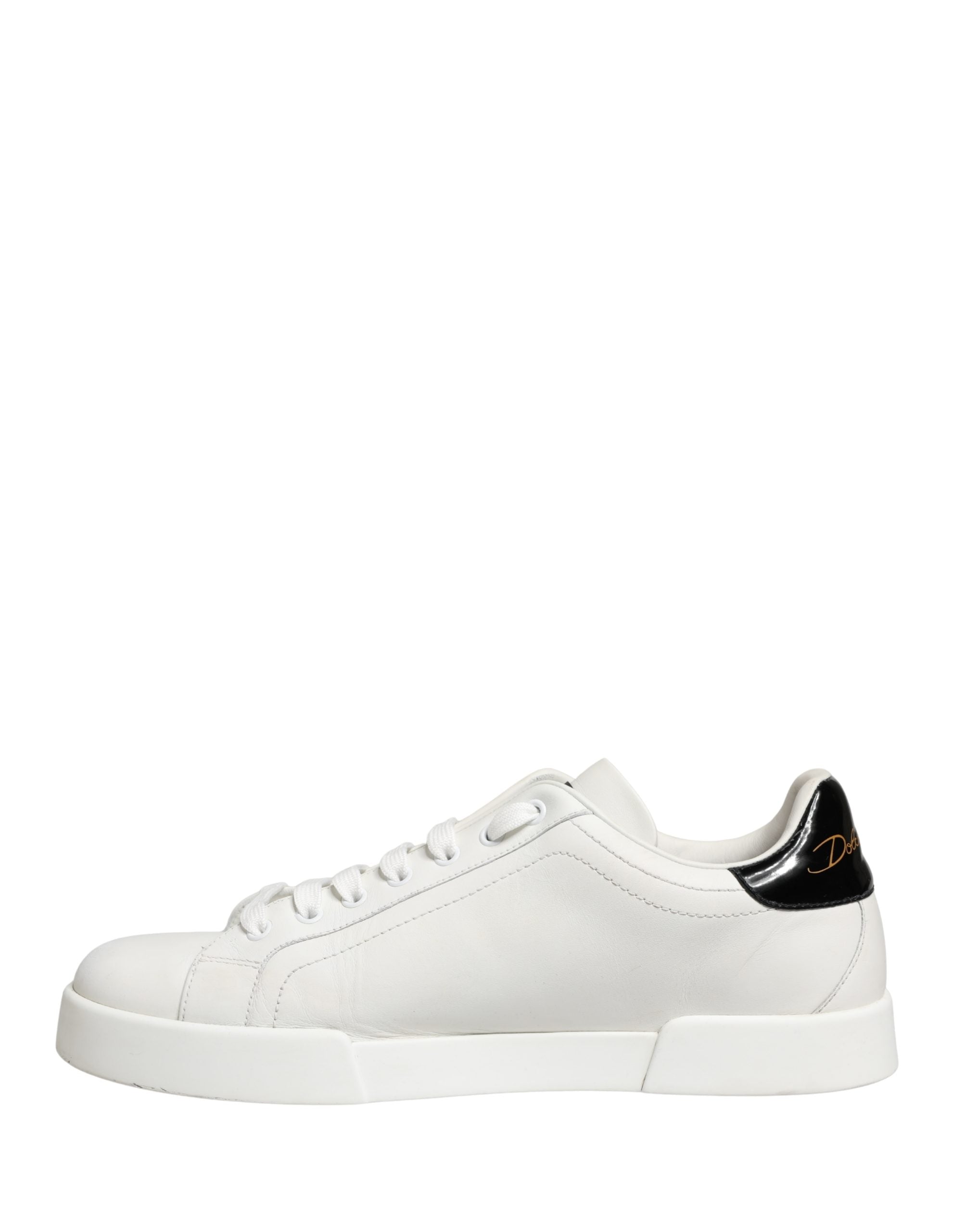 White Black Portofino Leather Sneakers Shoes