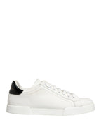 White Black Portofino Leather Sneakers Shoes