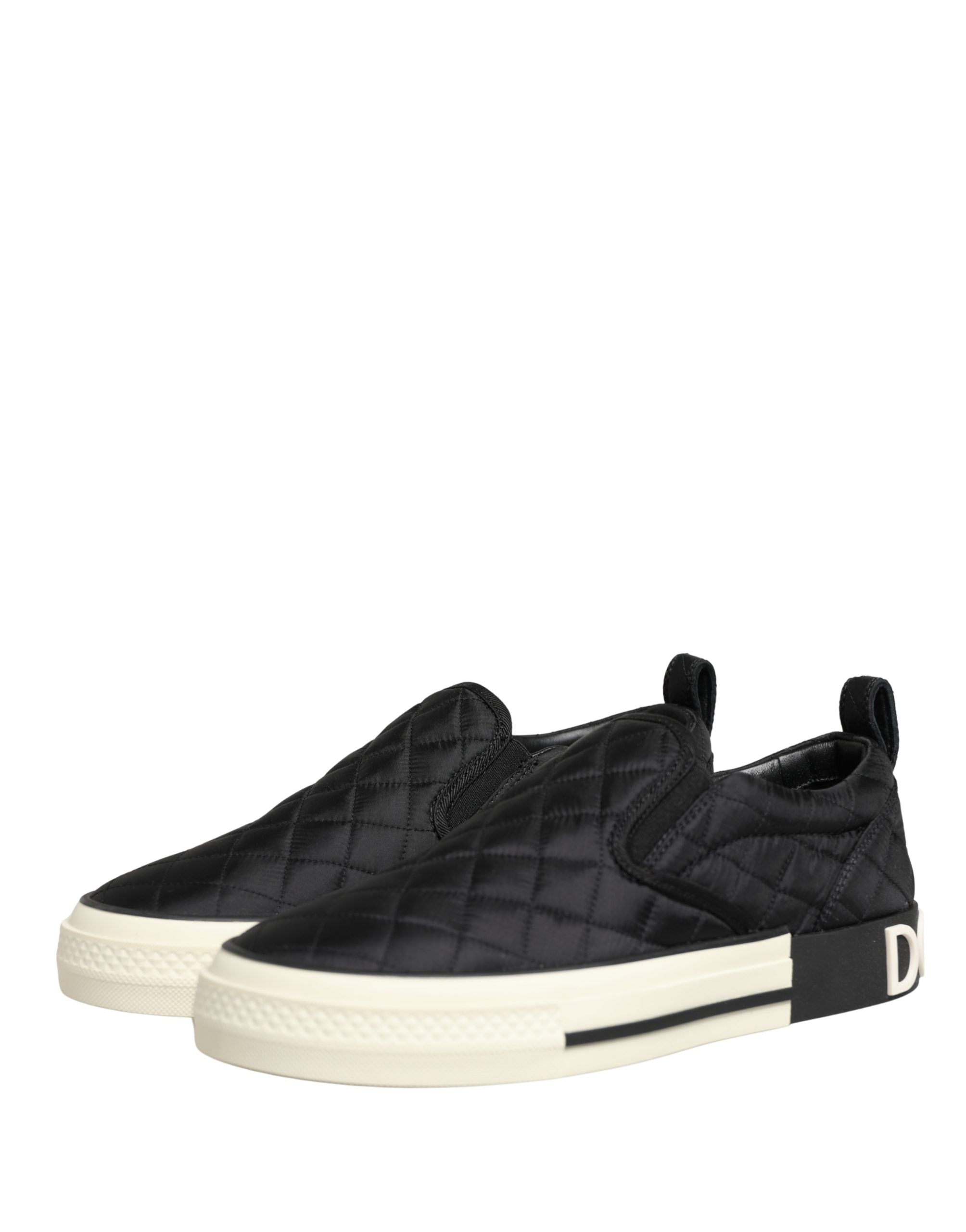 Black Quilted Slip On Low Top Sneakers Shoes