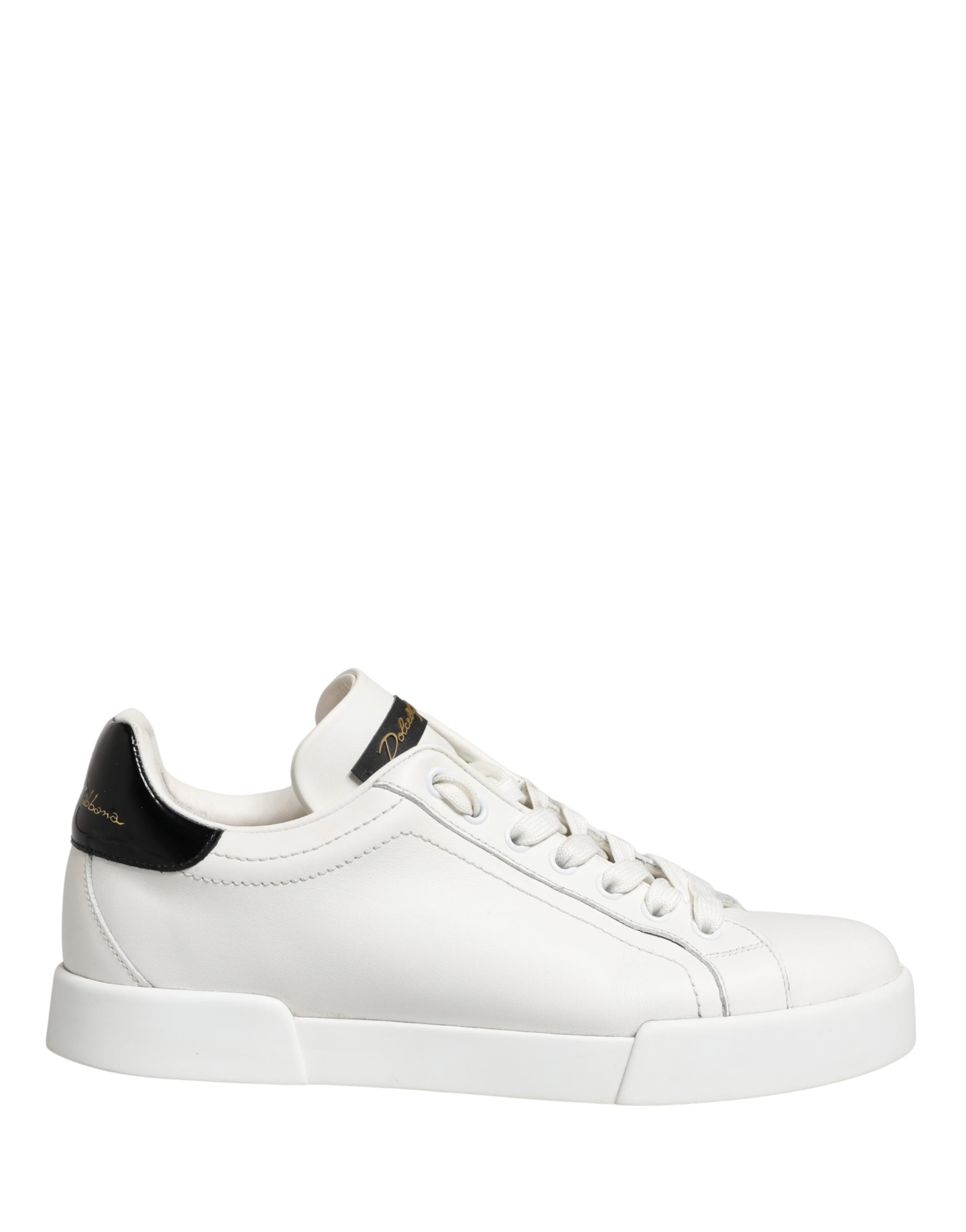 White Black Portofino Leather Sneakers Shoes
