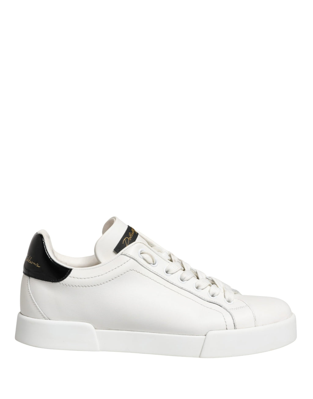 White Black Portofino Leather Sneakers Shoes